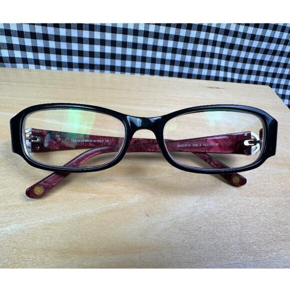 Versace Made in Italy MOD 3111 Rectangle Logo Eyeglasses Frames Black - Picture 1 of 6